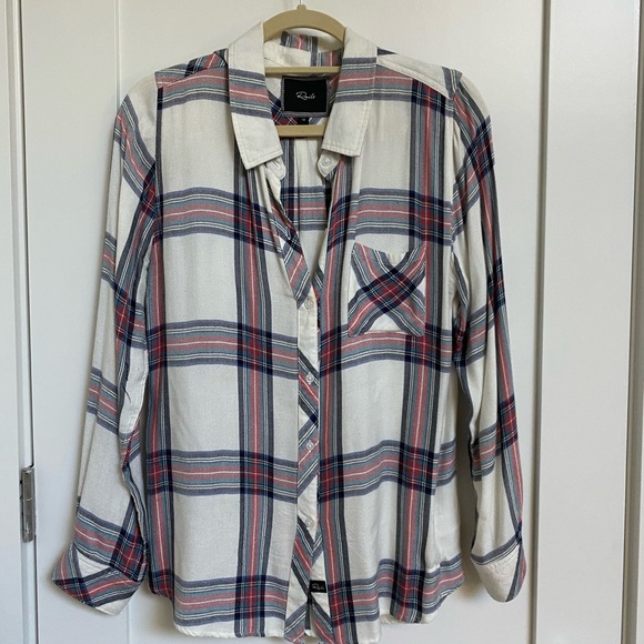 Rails White/plaid button up blouse - Picture 1 of 4